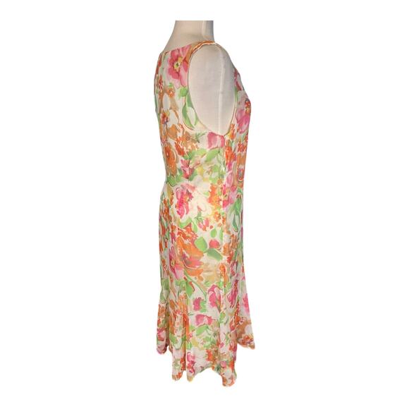 Lauren Ralph Lauren Floral Lined Sleeveless Chiffon Size12 Pastel Colors V-Neck - Picture 6 of 13